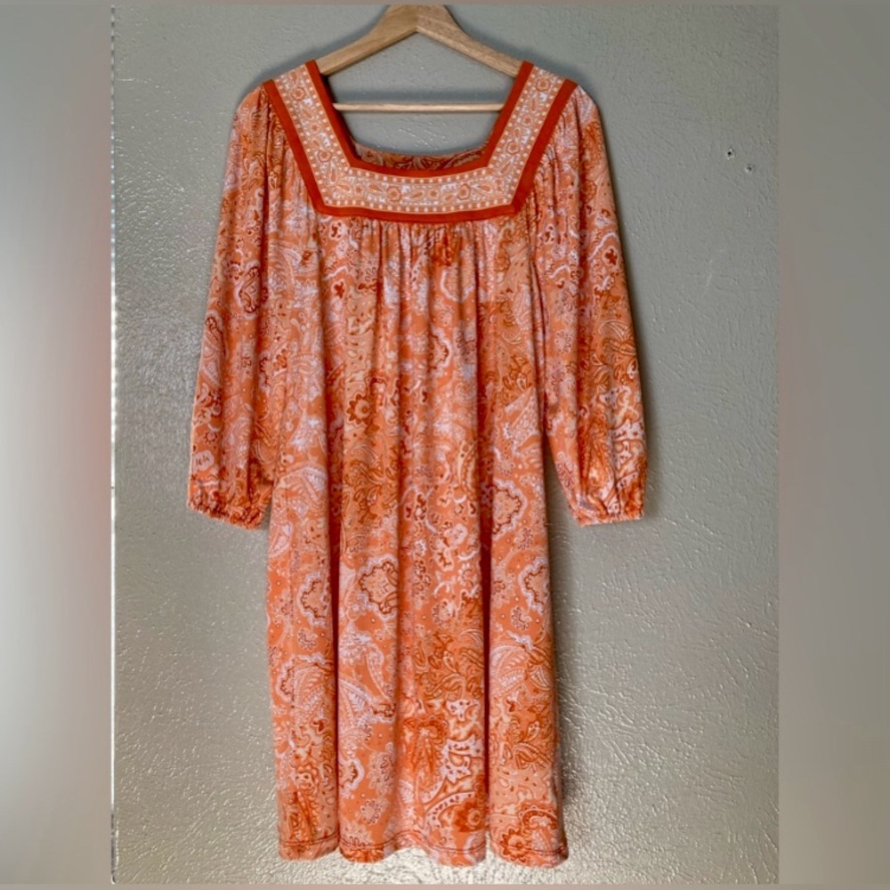 NWT Michael Michael Kors Tangerine Orange Midi Dress 3/4 Sleeves Size Medium